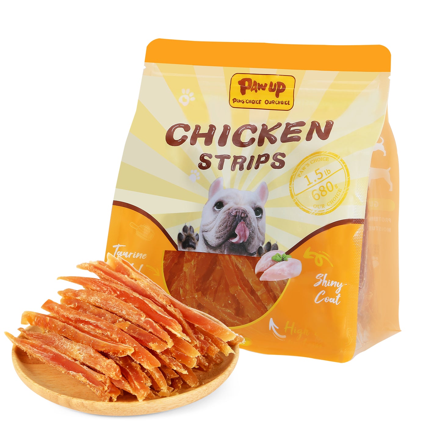 Chicken Jerky Strip Dog Treats w/Taurine Natural Rawhide Free Dog Snacks, Training Treats Chicken Jerky Sticks for Dogs, 24oz