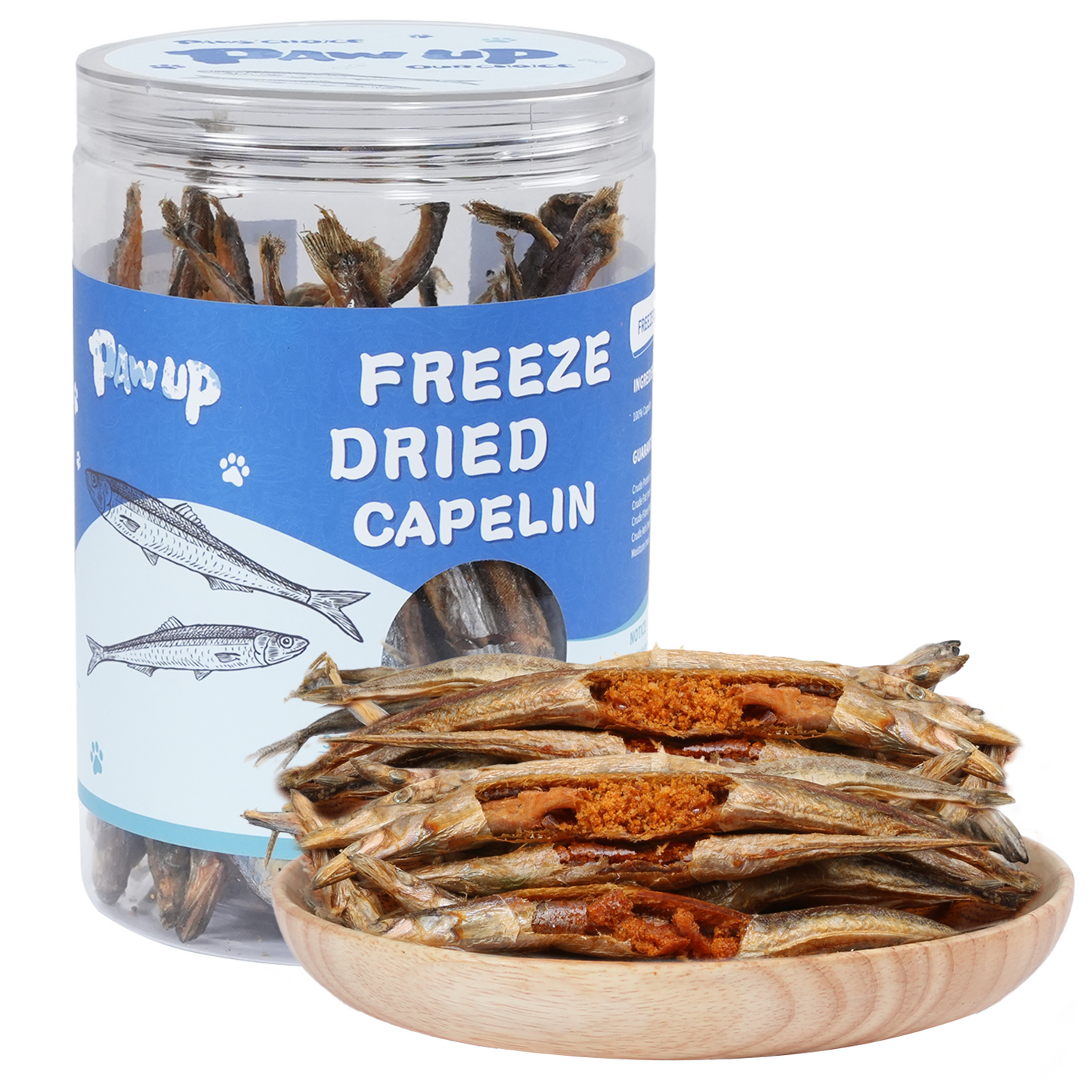 PAWUP Freeze Dried Capelin Dogs Treats – Raw Single Ingredient Dog Fish Snacks, Rich in Omega-3 for Skin & Coat Health, Grain Free, 3.5oz