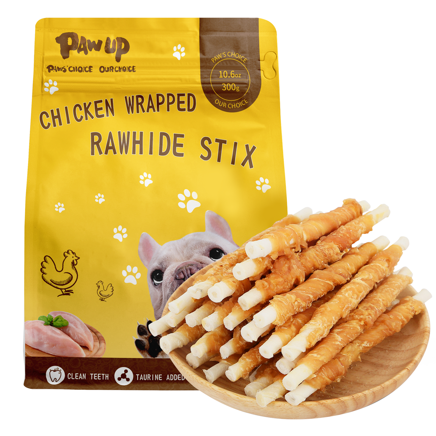 PAWUP Chicken Wrapped Rawhide Sticks Dog Treat, Long Lasting Rawhide Chew Snack for Small Medium Large Dogs, 10.4oz