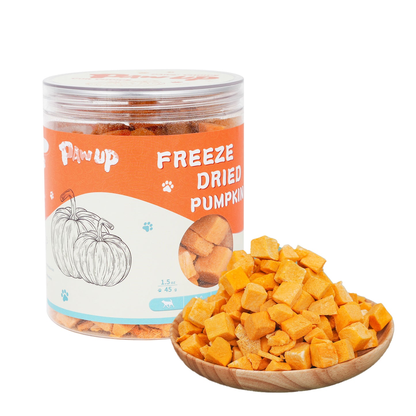 Freeze-Dried Pumpkin Treats for Dogs & Cats – High Fiber, Single Ingredient Natural Snacks for Digestion & Gut Health, Healthy Food Toppers, 1.58 oz