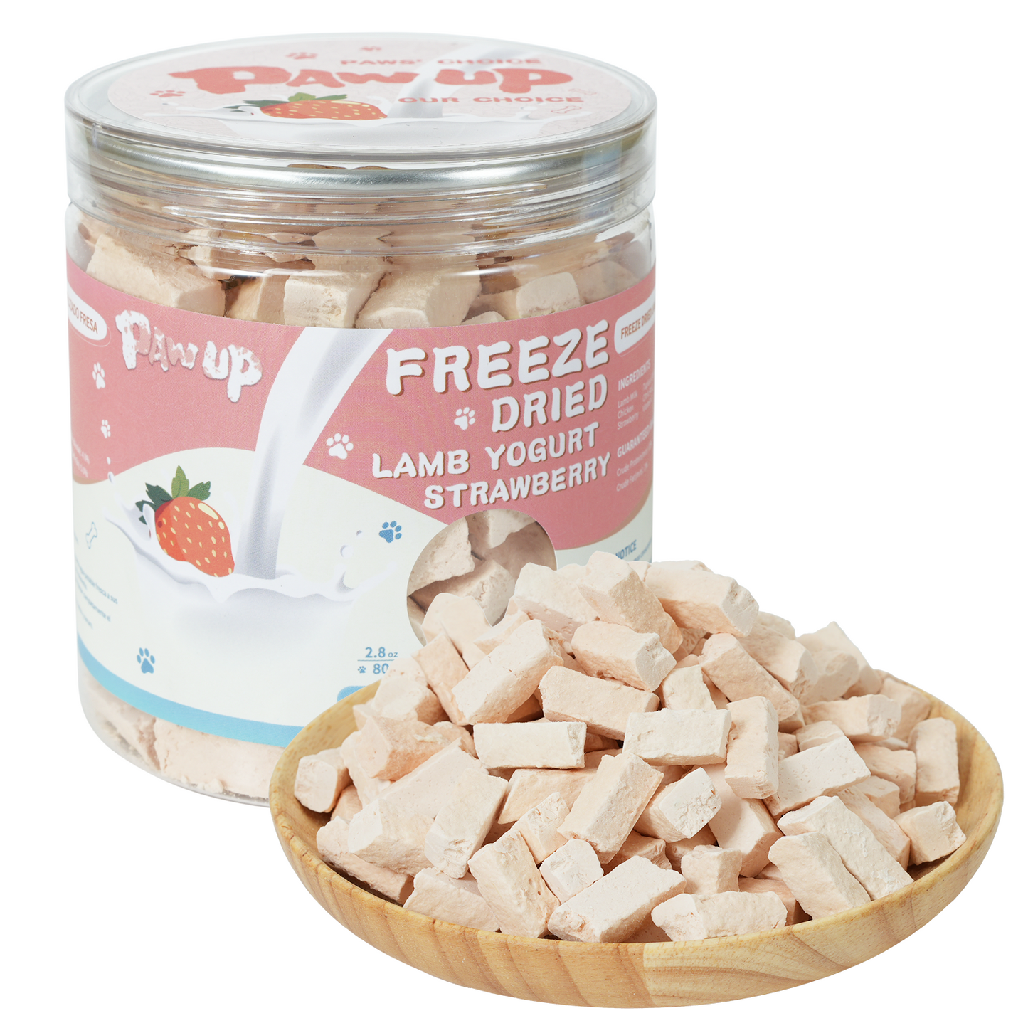 Freeze Dried Lamb Yogurt Strawberry Flavor, Lamb Milk for Dogs, Gentle Dog Lamb Milk for Sensitive Stomachs Puppies, Yogurt Dog Treats, 2.8 oz