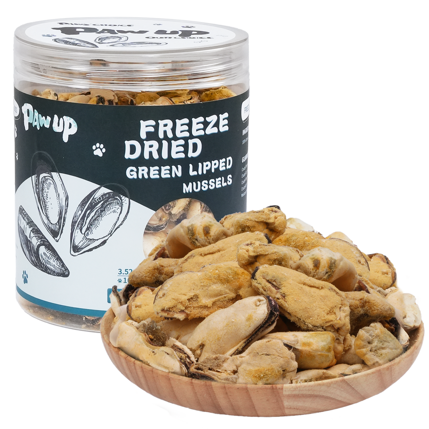 PAWUP Freeze Dried Green Lipped Mussels Dog Treats – Raw Single Ingredient Snacks for Joint & Hip Health, Rich in Omega-3, Grain Free, 3.5 oz