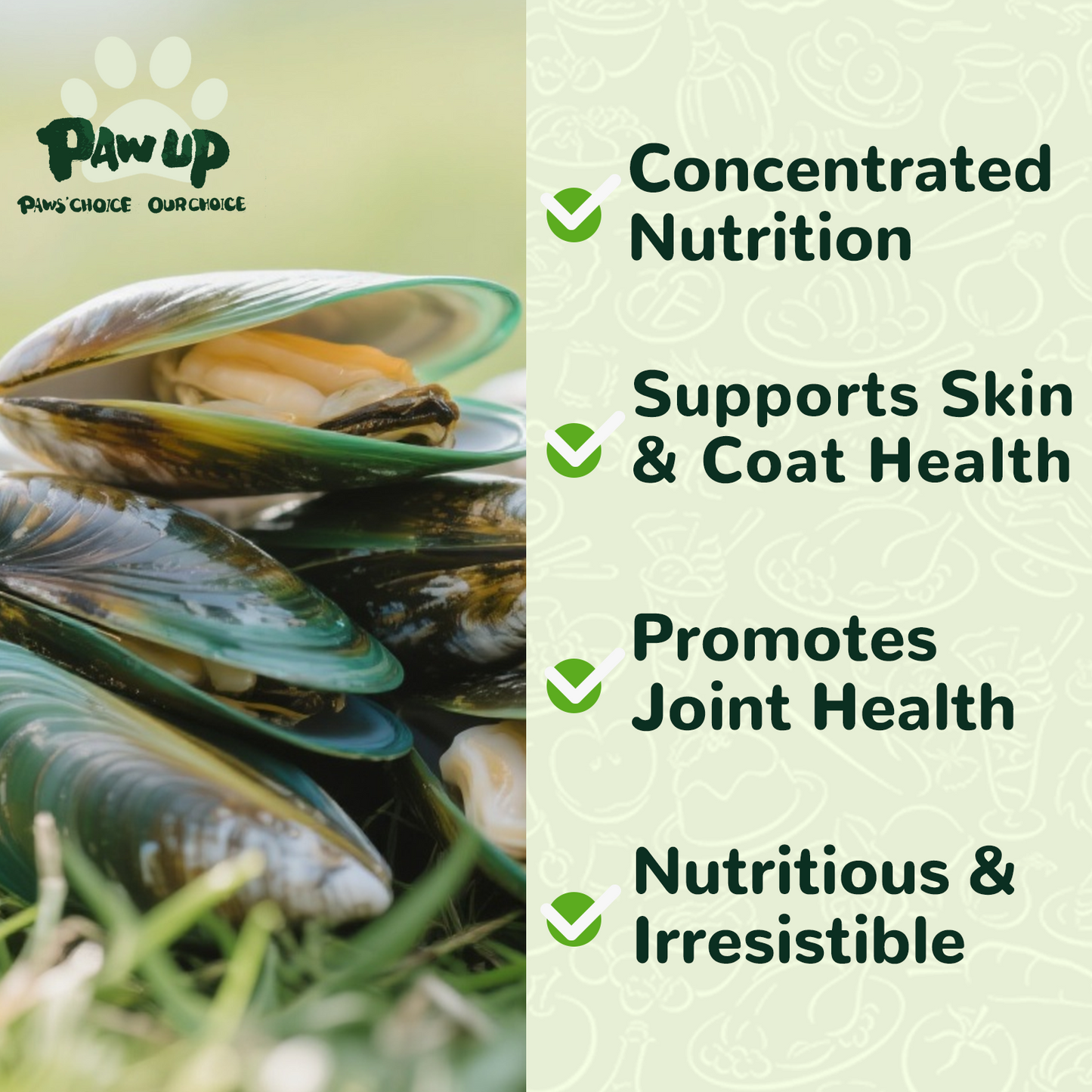 PAWUP Freeze Dried Green Lipped Mussels Dog Treats – Raw Single Ingredient Snacks for Joint & Hip Health, Rich in Omega-3, Grain Free, 3.5 oz