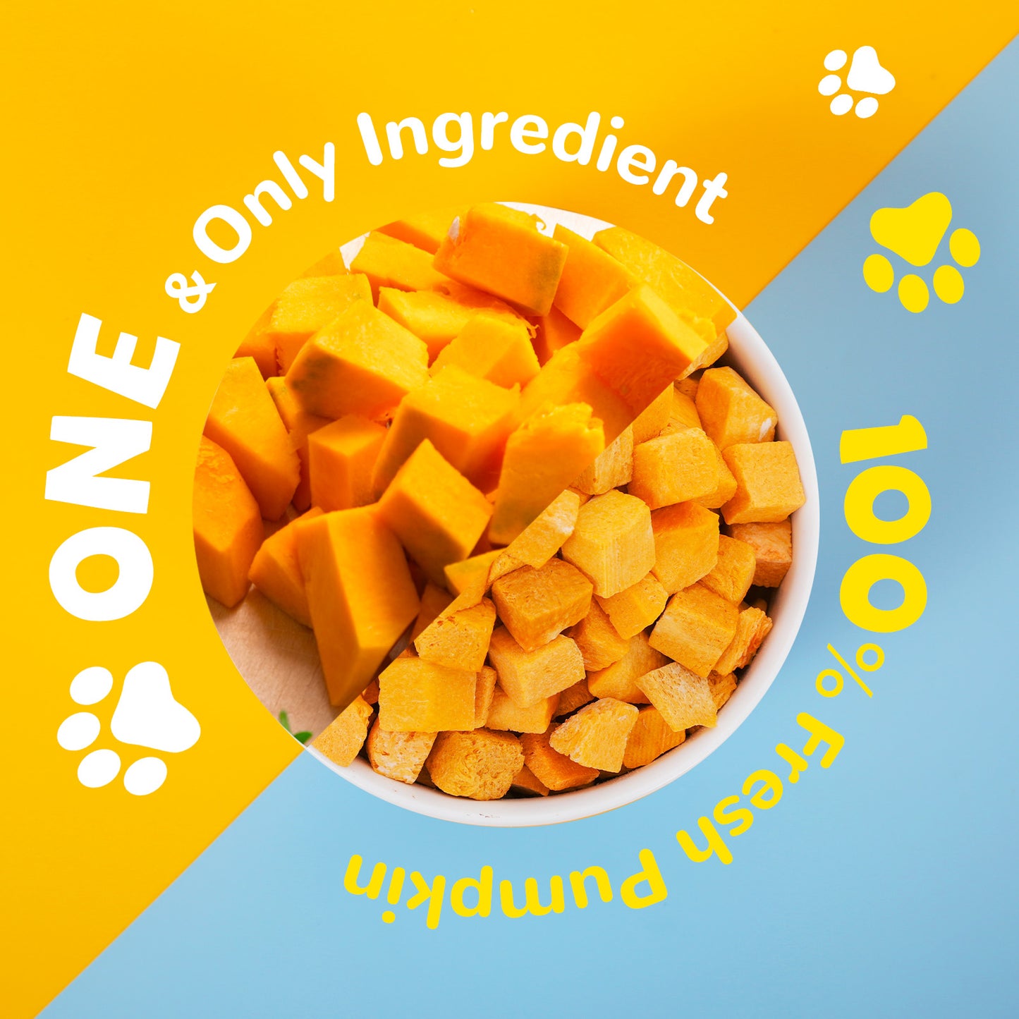Freeze-Dried Pumpkin Treats for Dogs & Cats – High Fiber, Single Ingredient Natural Snacks for Digestion & Gut Health, Healthy Food Toppers, 1.58 oz