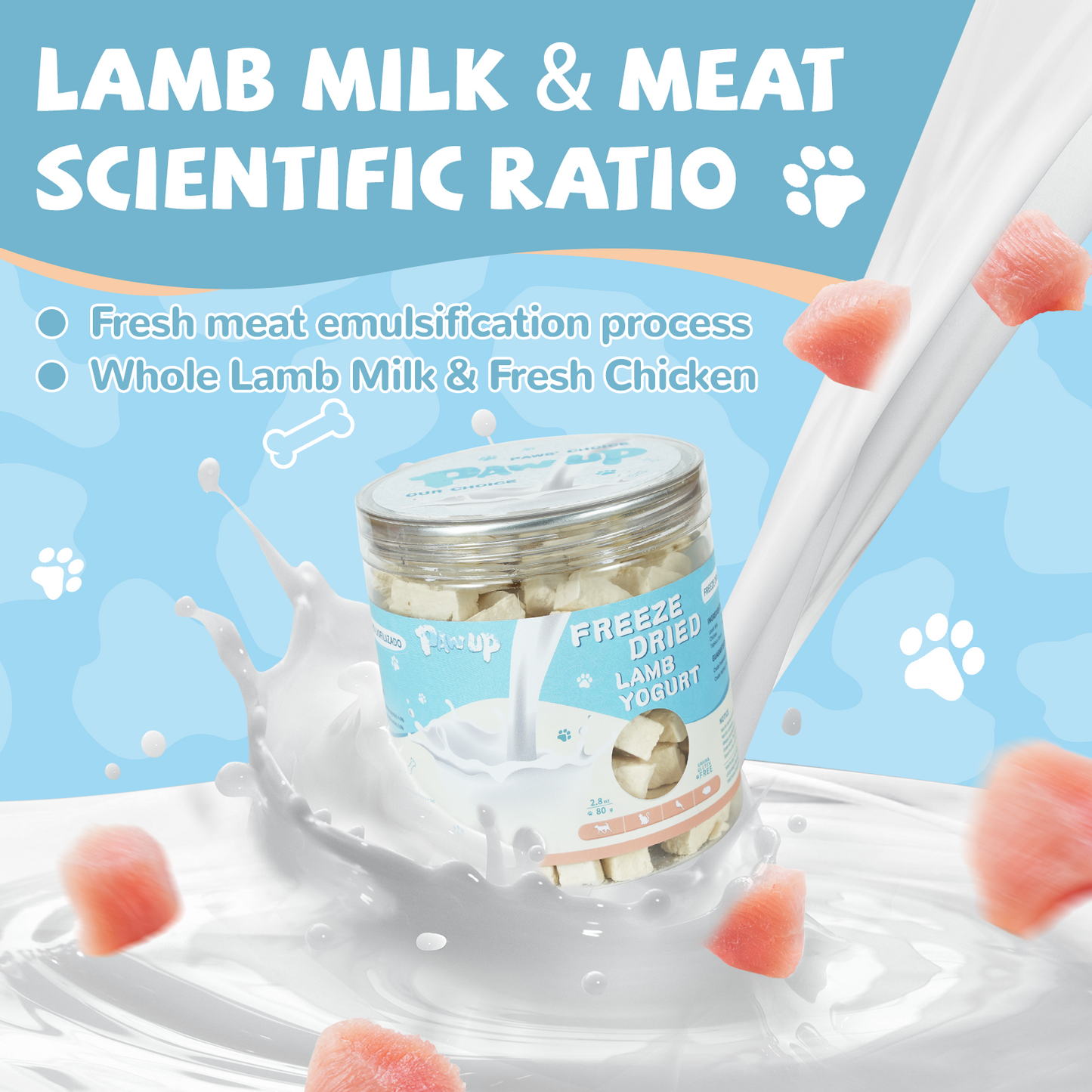 Freeze Dried Lamb Yogurt, Lamb Milk for Dogs, Gentle Dog Lamb Milk for Sensitive Stomachs Puppies, Yogurt Dog Treats,2.8 oz