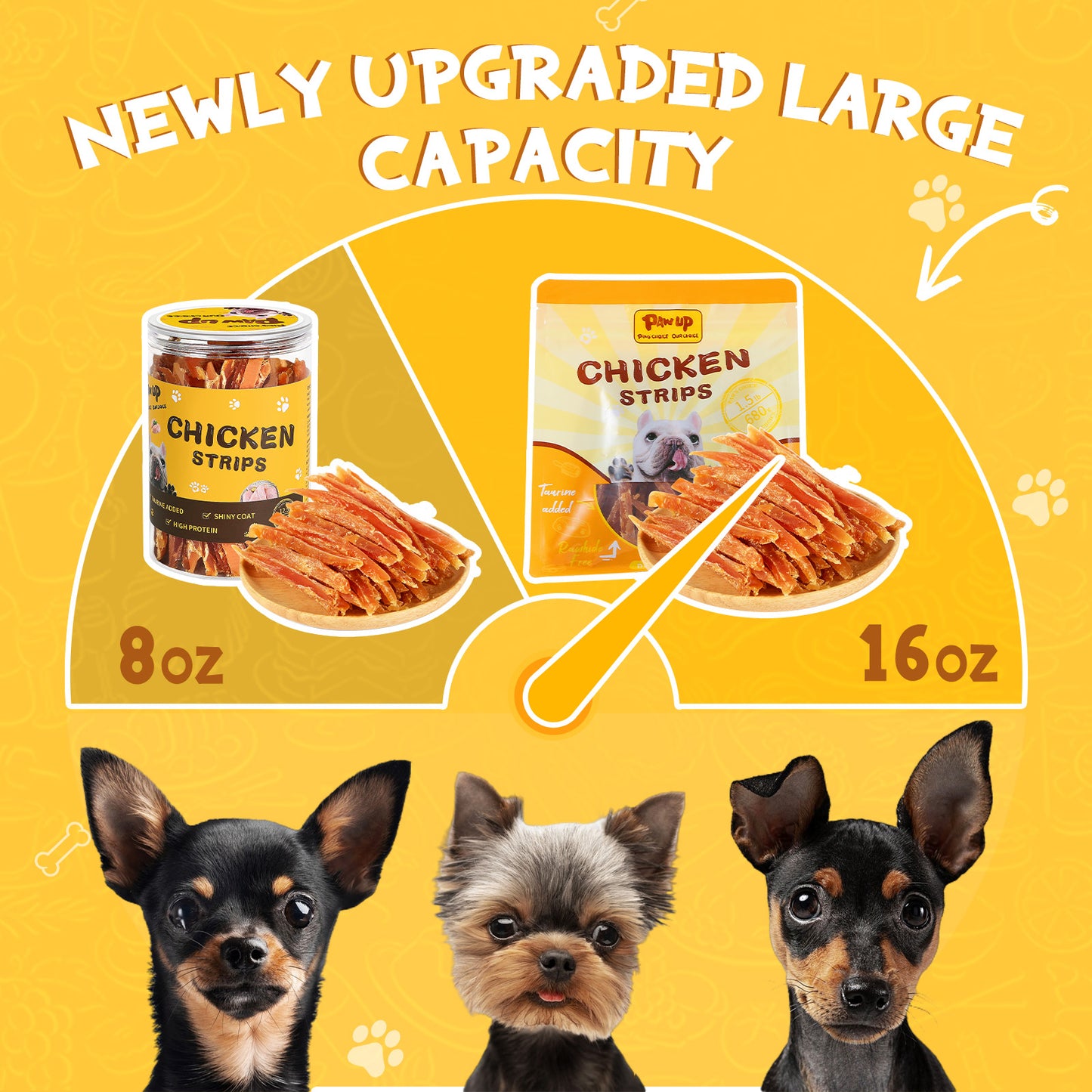 Chicken Jerky Strip Dog Treats w/Taurine Natural Rawhide Free Dog Snacks, Training Treats Chicken Jerky Sticks for Dogs, 24oz