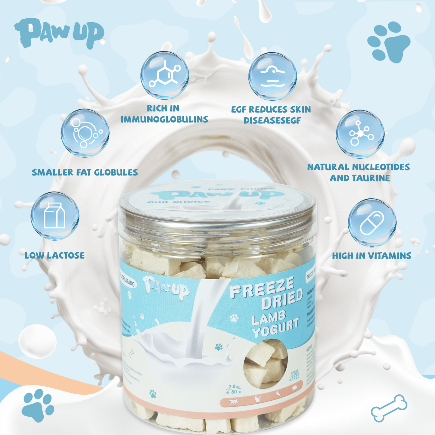 Freeze Dried Lamb Yogurt, Lamb Milk for Dogs, Gentle Dog Lamb Milk for Sensitive Stomachs Puppies, Yogurt Dog Treats,2.8 oz