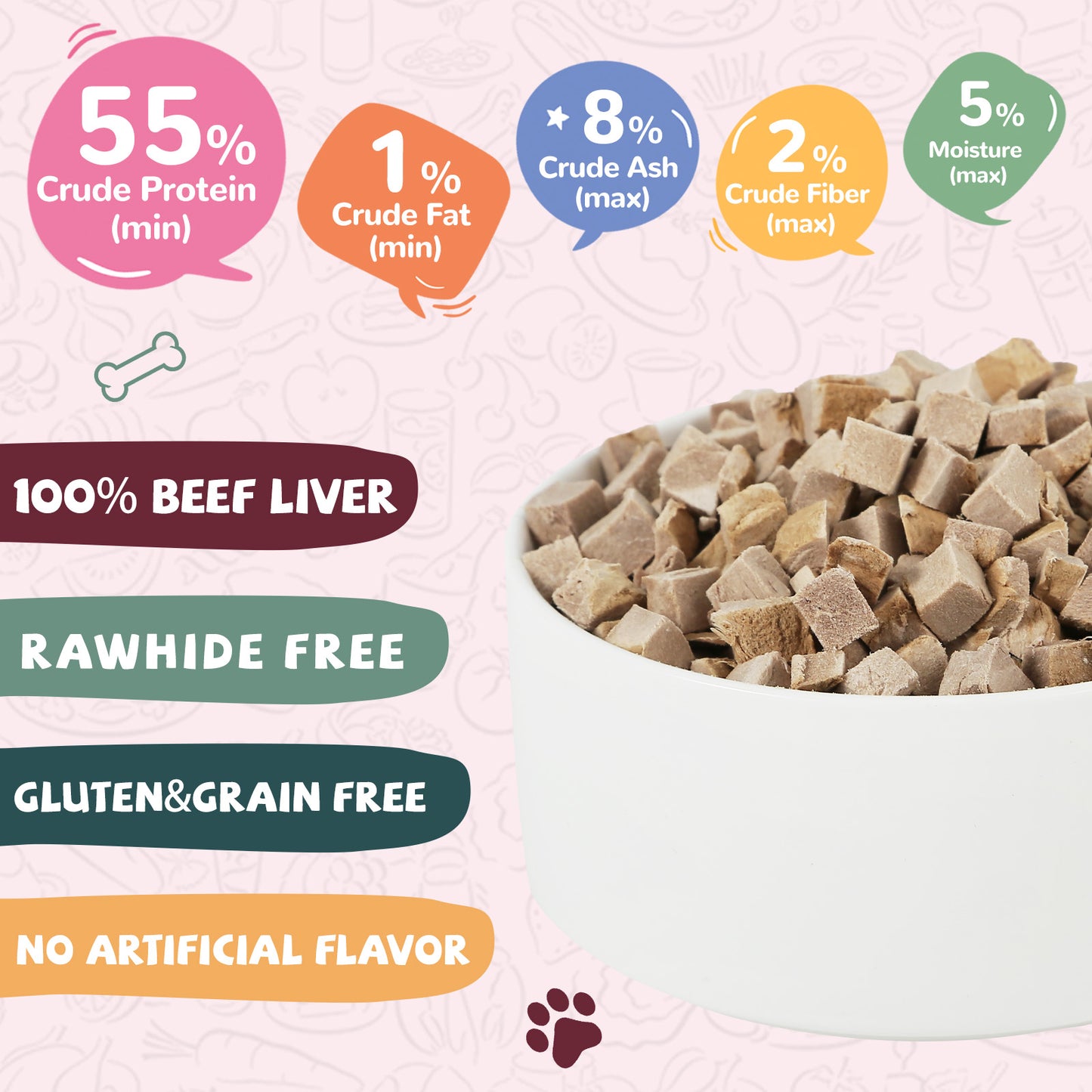 Freeze-Dried Beef Liver Dog Treats - 100% Natural Single-Ingredient, High-Protein Healthy Snacks, Perfect for Training or Meal Toppers, Grain-Free, 3.8 oz