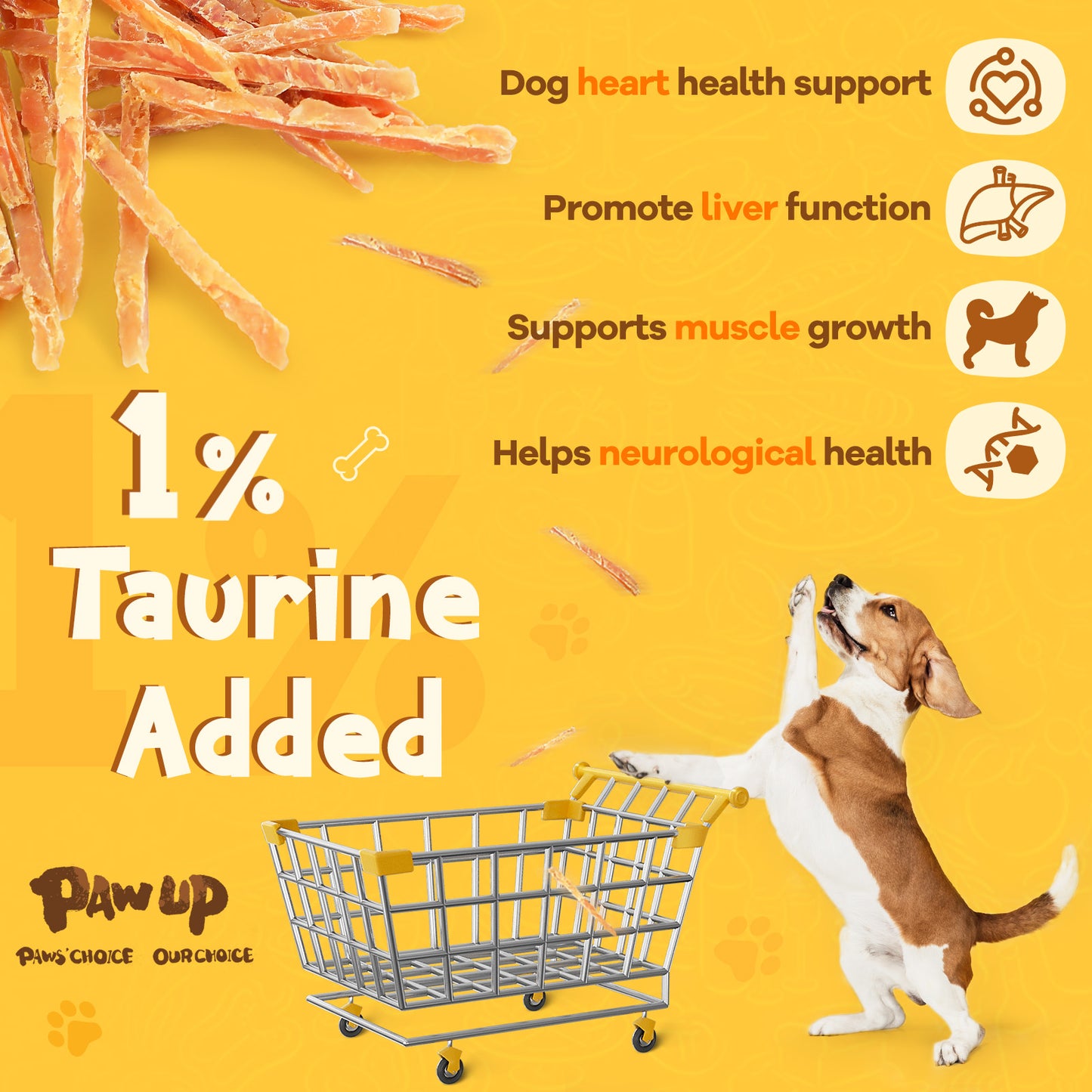Chicken Jerky Strip Dog Treats w/Taurine Natural Rawhide Free Dog Snacks, Training Treats Chicken Jerky Sticks for Dogs, 24oz