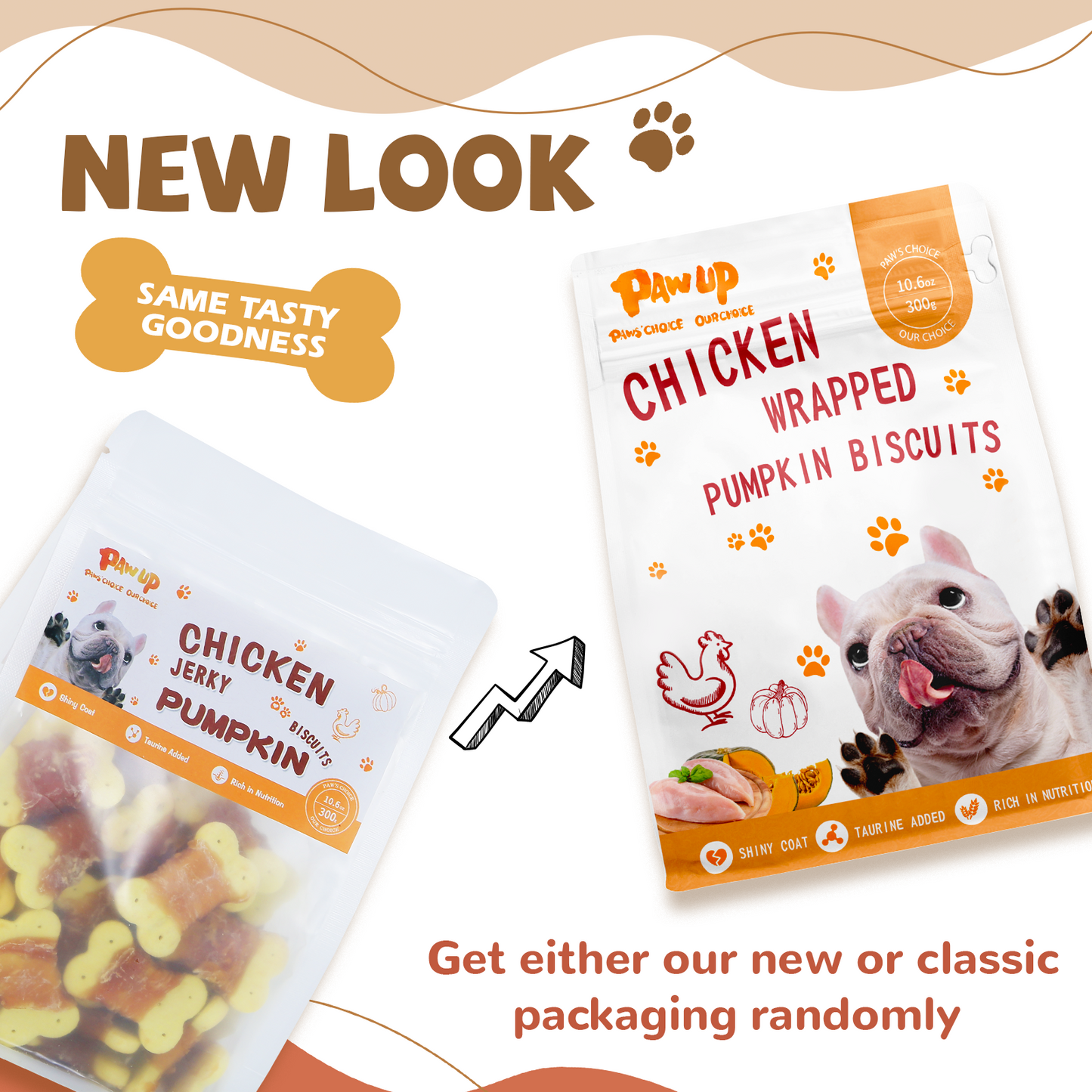 PAWUP Dog Treats Chicken Wrapped Pumpkin Biscuits, Grain and Gluten Free, w/Taurine Low Fat Healthy Chewy Training Treats, 10.6oz