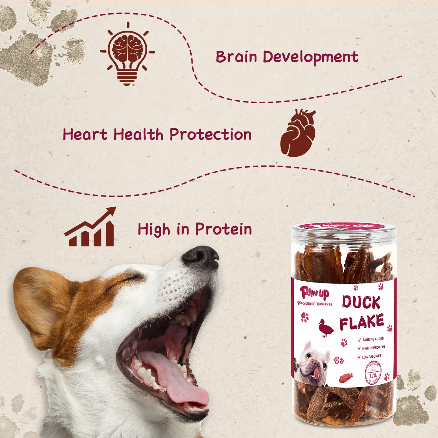 PAWUP Dog Treats Jerky Duck Crisp Flakes, 6oz