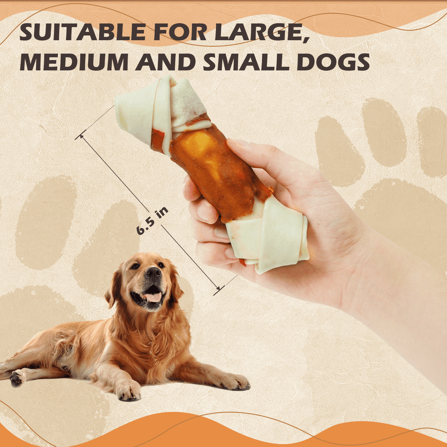PAWUP Dog Treats Rawhide Bones with Chicken, Long-Lasting Chews for Dogs,6.5 Inch Dog Bones Supporting Dental Health and Stress Relief, 9 oz Bag