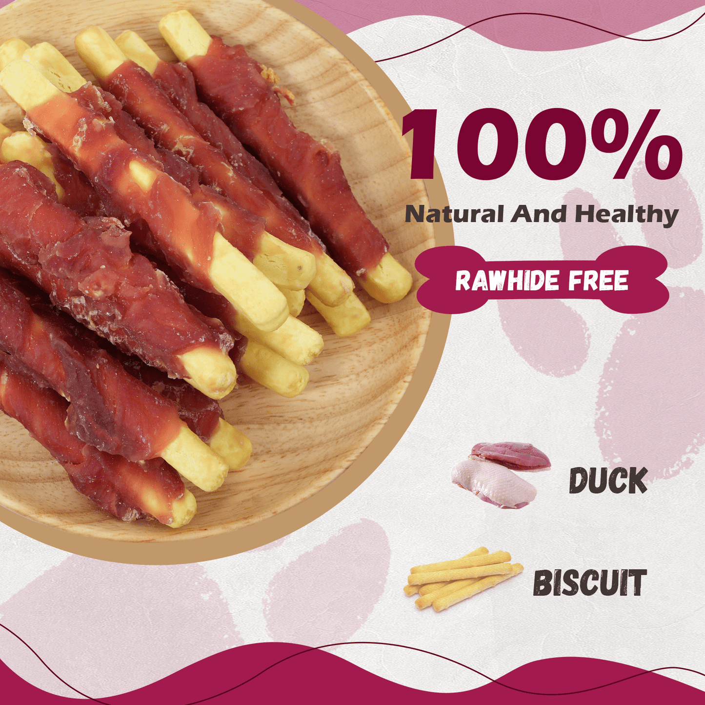 PAWUP Dog Treats Duck Wrapped Pumpkin Sticks, Rawhide-Free Chew Snacks with Taurine Added, Perfect for Training Rewards, Digestive Support, and Promoting Healthy Coat, 10.6oz