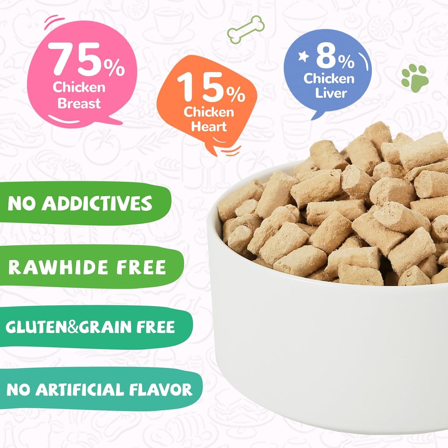 PAWUP Pet Food Freeze Dried Meat Bites Chicken Recipe
