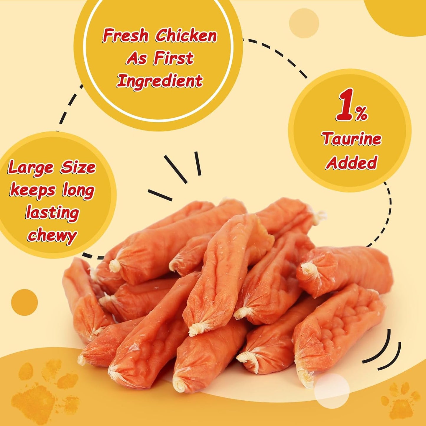 PAWUP Dog Treats Chicken Sausage for Dogs, Fresh Chicken, 12.5oz/355g, 1% Taurine Addded, Rawhide Free, Traning&Rewards Dog Snacks, Large Chicken Sausage