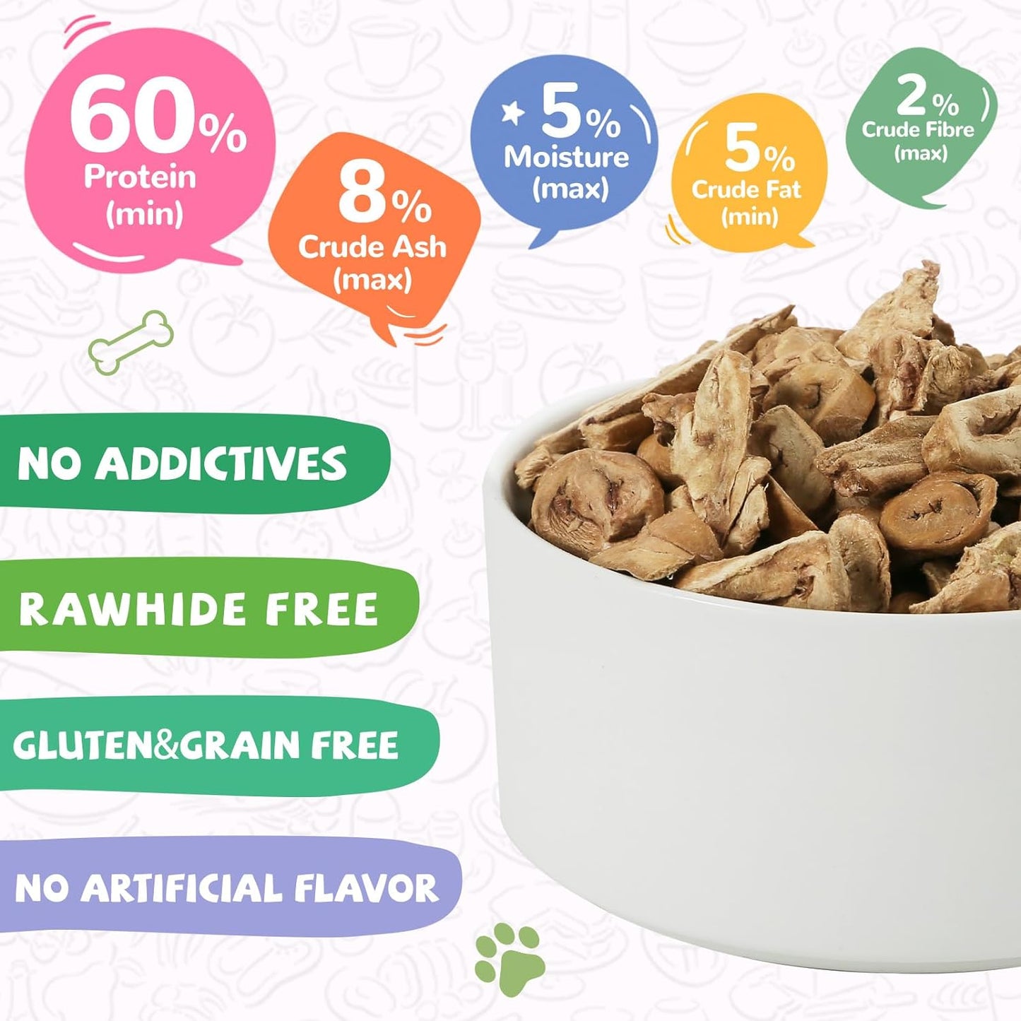 PAWUP Freeze Dried Chicken Heart Pet Treats, High Protein Freeze-Dried Pet Food for Dogs, Cats, Fresh Ingredient, 3.2oz, Rawhide Free, Gluten&Grain Free