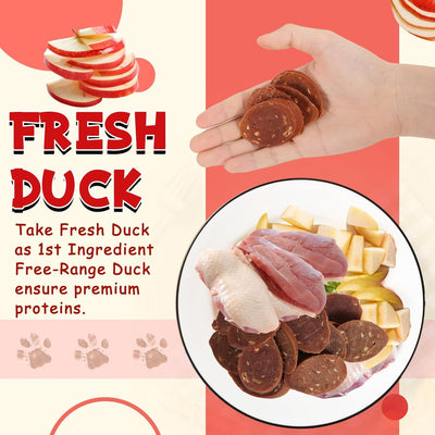Duck Apple Sausage Bites Dog Treats, High-Protein Chewy Snacks for Dogs, 12.5 oz - Pawup