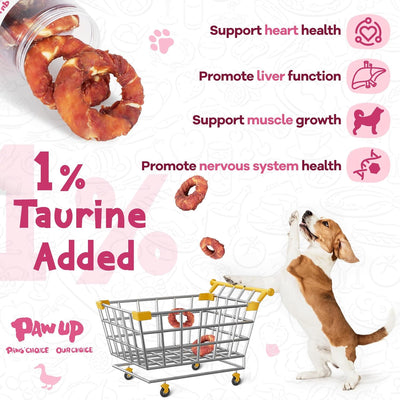 Duck Rawhide Ring Dog Treats, Long-Lasting Chews for Aggressive Chewers, 4 Pack (12.5 oz) - Pawup