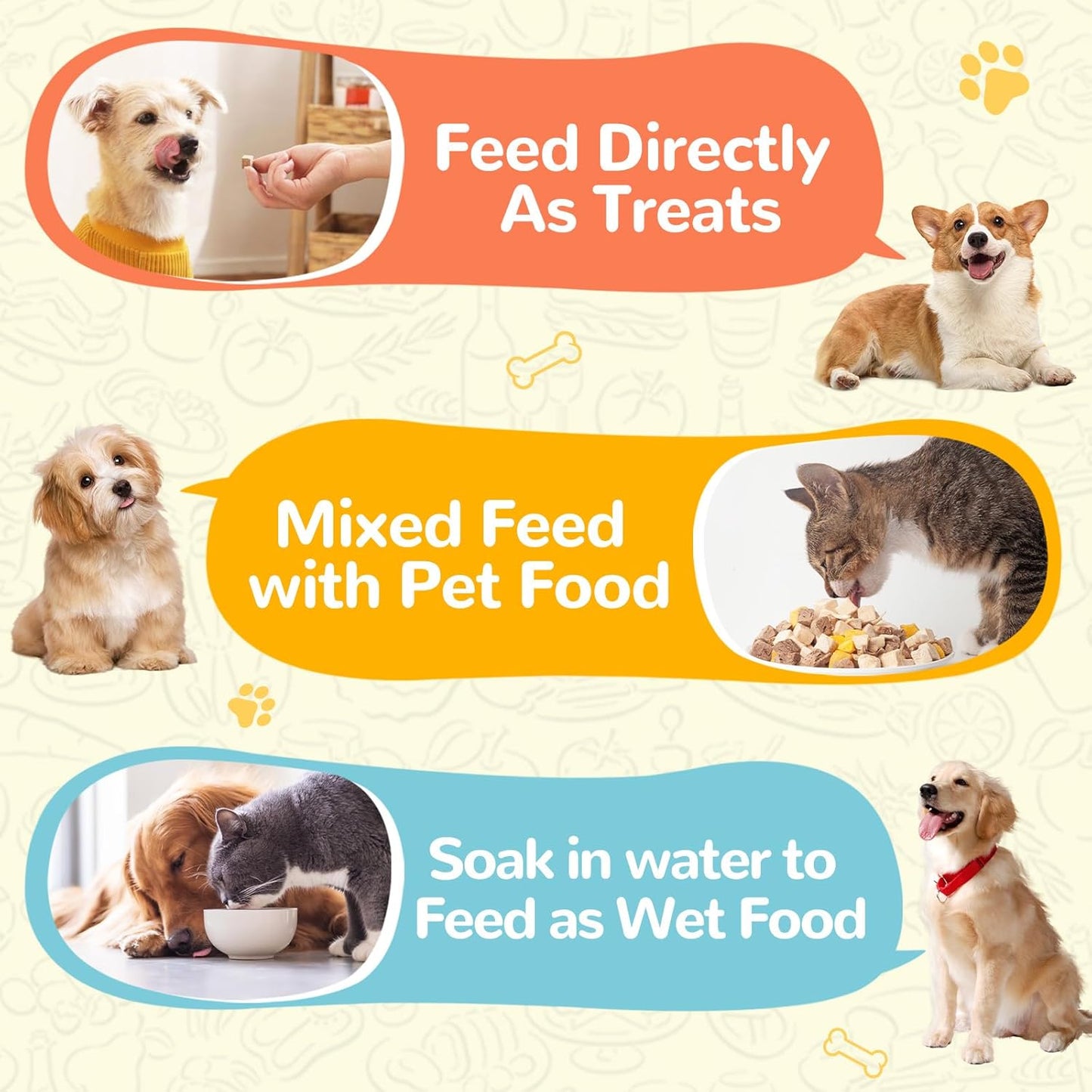 Freeze Dried Quail Egg Yolk Pet Treats, Freeze-Dried Pet Food for Dogs, Cats, Pure Fresh Ingredient, 4.2 oz, Rawhide Free, Gluten&Grain Free