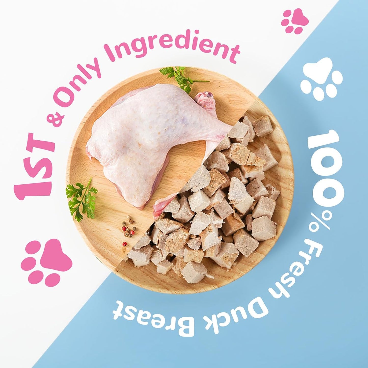 PAWUP Freeze Dried Duck Breast Pet Treats, High Protein Freeze-Dried Pet Food for Dogs, Cats, Fresh Ingredient, 4.6oz, Rawhide Free, Gluten&Grain Free