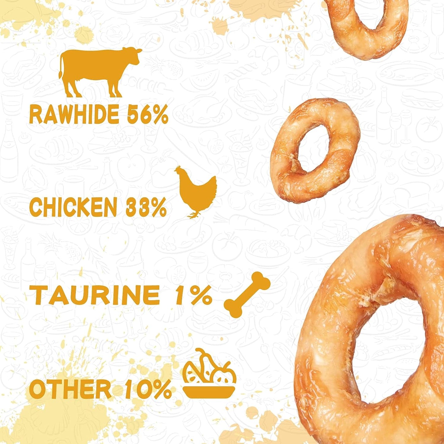 PAWUP Long Lasting Chicken Wrapped Rawhide Donut, 12.5 oz