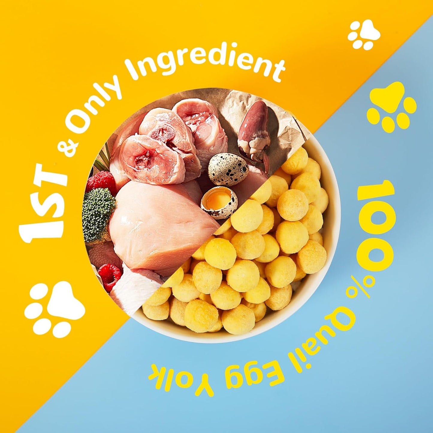 PAWUP Freeze Dried Quail Egg Yolk Pet Treats, Freeze-Dried Pet Food for Dogs, Cats, Pure Fresh Ingredient, 9.2oz, Rawhide Free, Gluten&Grain Free