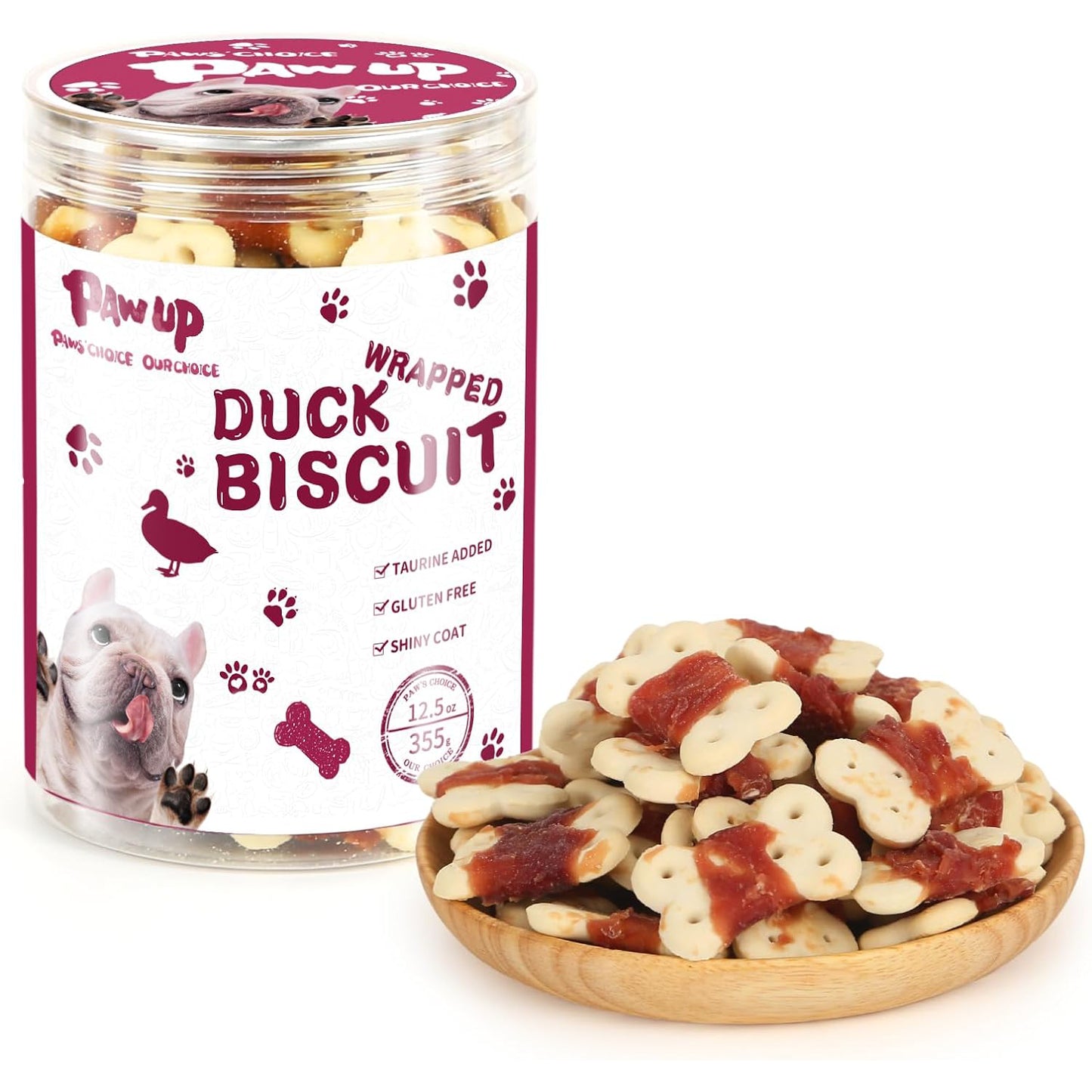 PAWUP Dog Treats Duck Wrapped Biscuits, 12.5oz