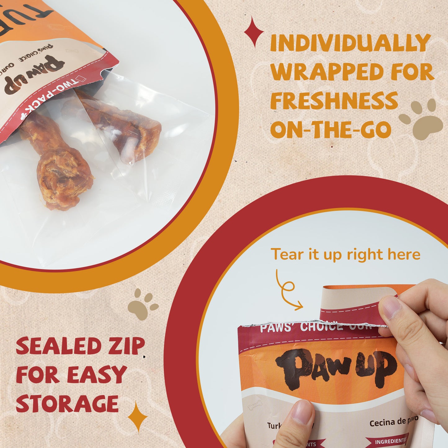 Turkey Jerky Dog Treats, High Protein Turkey Breast Chews, Natural Healthy Dog Bones, Long-Lasting Bone Treats for Large Dogs, Low Cholesterol Snacks w/Beef Tendon (36g/Stick, 2 Sticks)