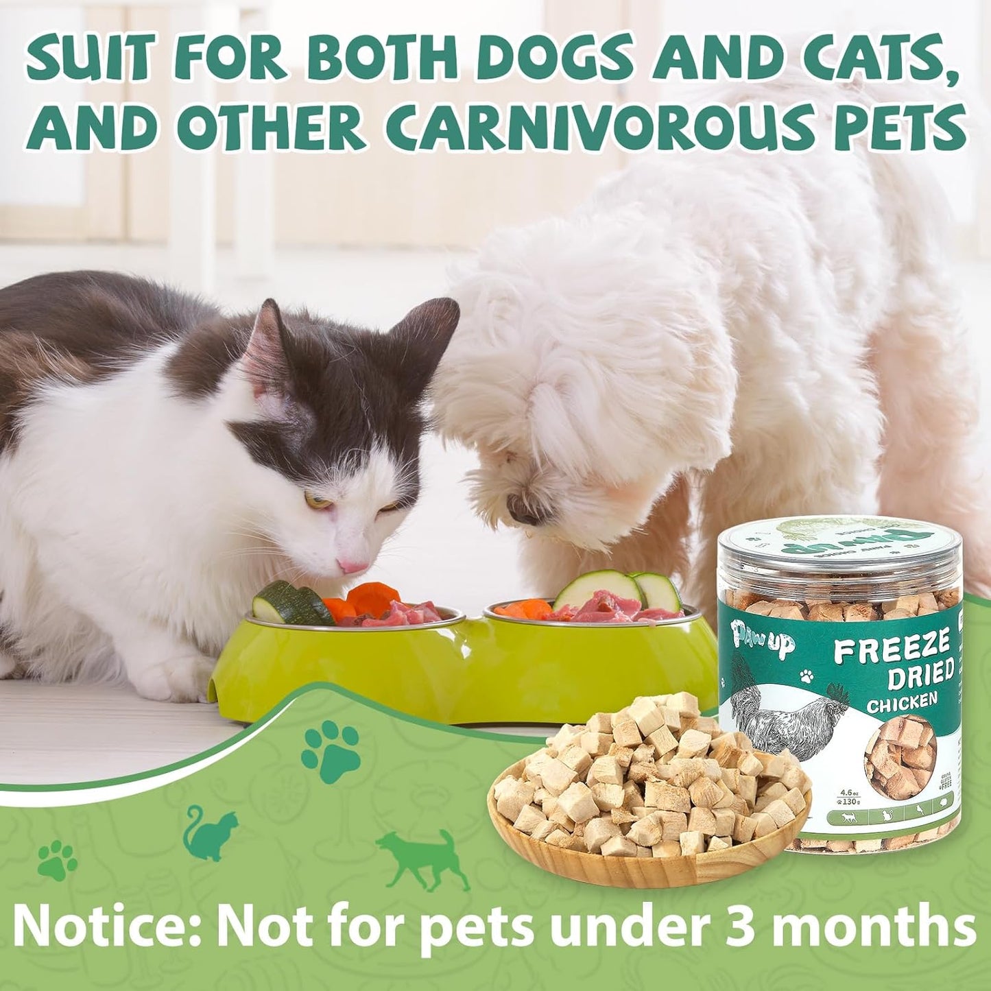 PAWUP Freeze Dried Chicken Pet Treats, High Protein Snacks for Dogs, Cats, Freeze-Dried Pet Food, Single Fresh Ingredient, 4.6oz, Rawhide Free