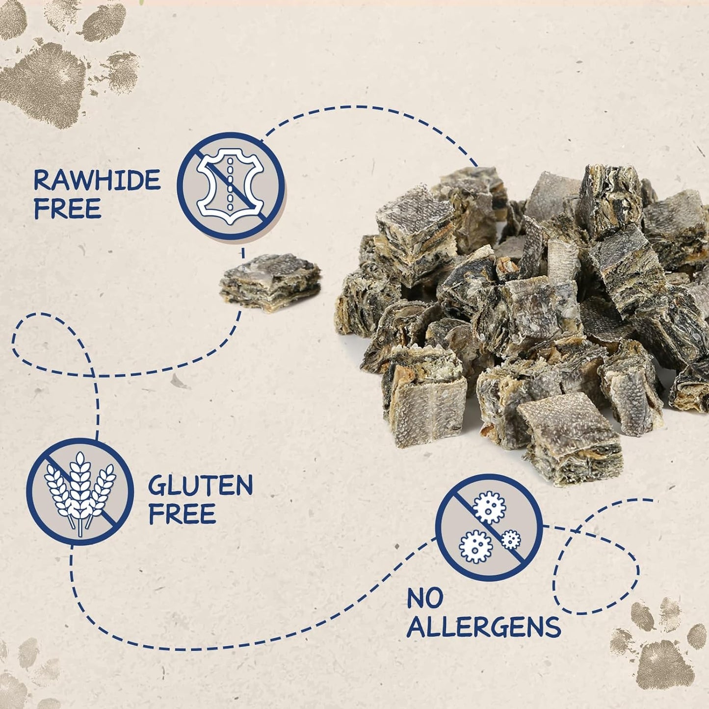 PAWUP Cod Skin Cubes Dog Treats, Chew Fish Skins, 7 oz