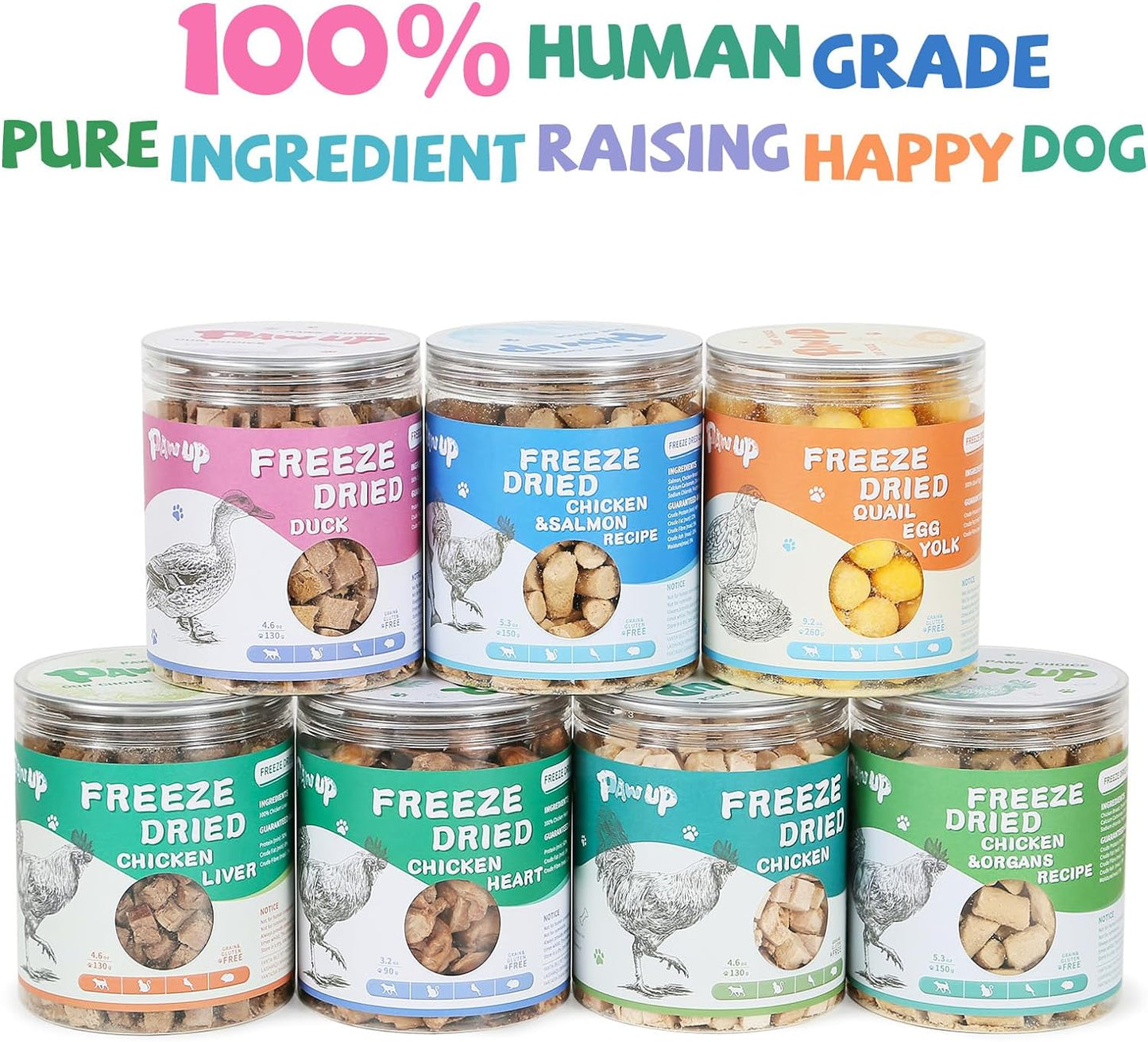 PAWUP Freeze Dried Chicken Pet Treats, High Protein Snacks for Dogs, Cats, Freeze-Dried Pet Food, Single Fresh Ingredient, 4.6oz, Rawhide Free