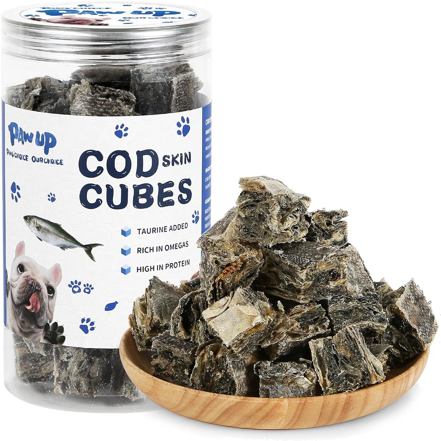 PAWUP Cod Skin Cubes Dog Treats, Chew Fish Skins, 7 oz