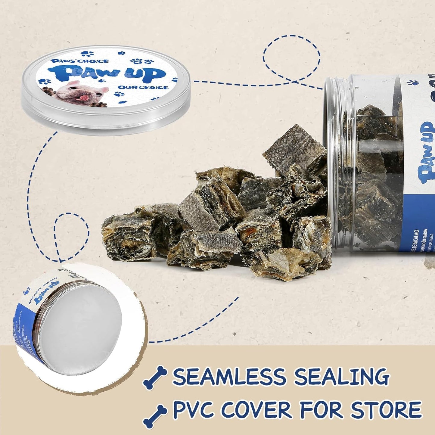 PAWUP Cod Skin Cubes Dog Treats, Chew Fish Skins, 7 oz