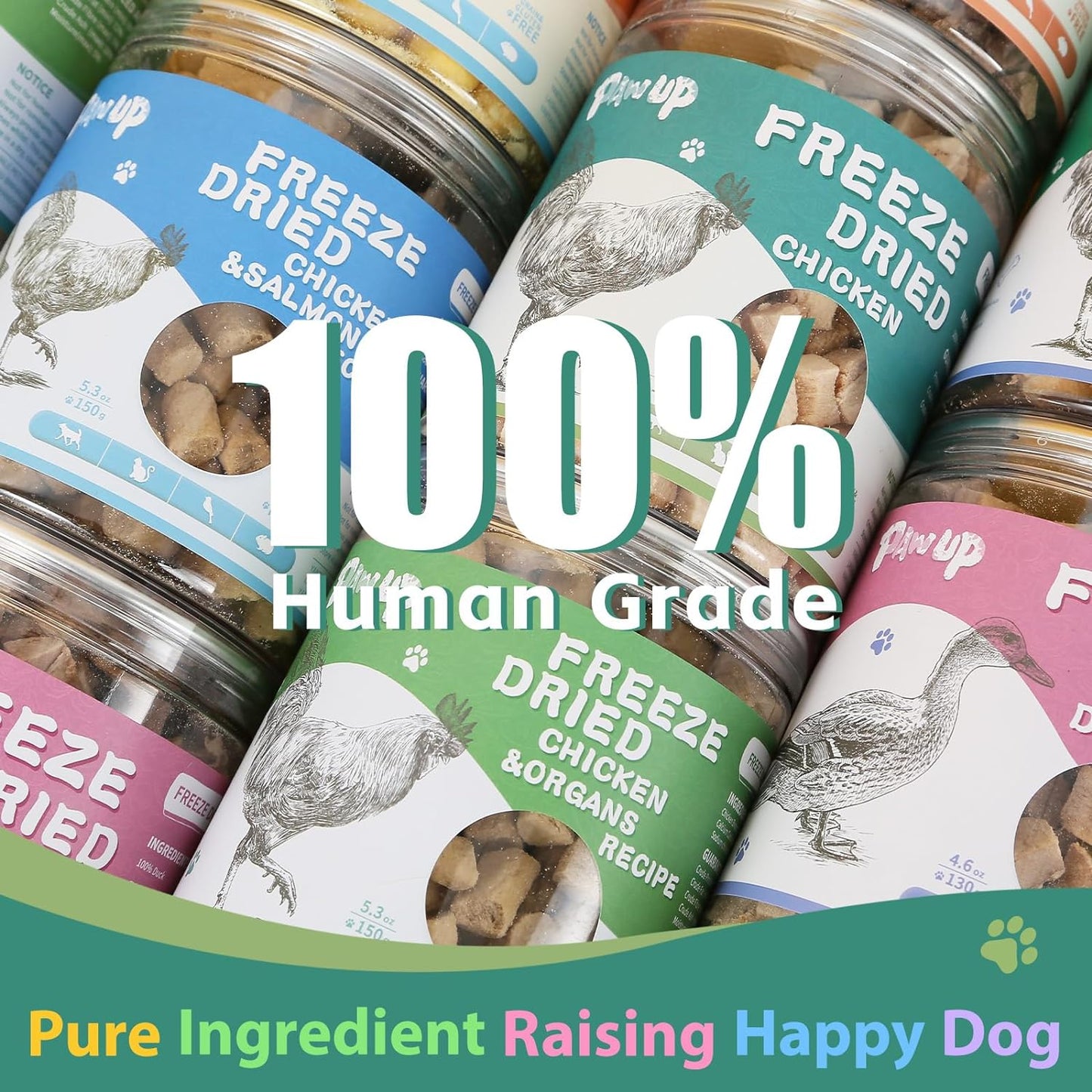 PAWUP Freeze Dried Chicken Pet Treats, High Protein Snacks for Dogs, Cats, Freeze-Dried Pet Food, Single Fresh Ingredient, 4.6oz, Rawhide Free