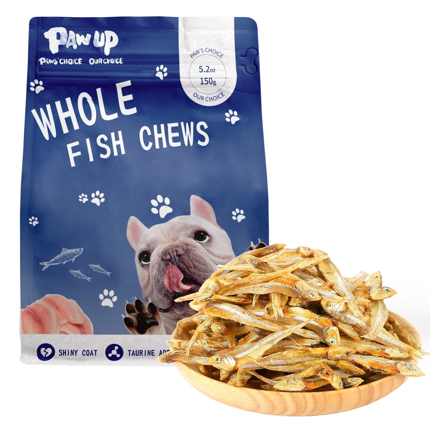 PAWUP Whole Fish Dog Treats, Wild-Caught Small Fish Treat Chews, Rich in Omega3 and High in Protein, 5.2oz