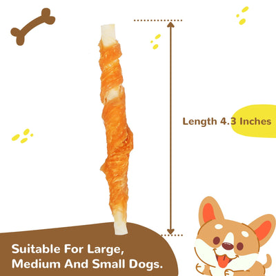 Chicken Wrapped Rawhide Stick Dog Treats, Long-Lasting Chews for Dogs, 10.4 oz - Pawup