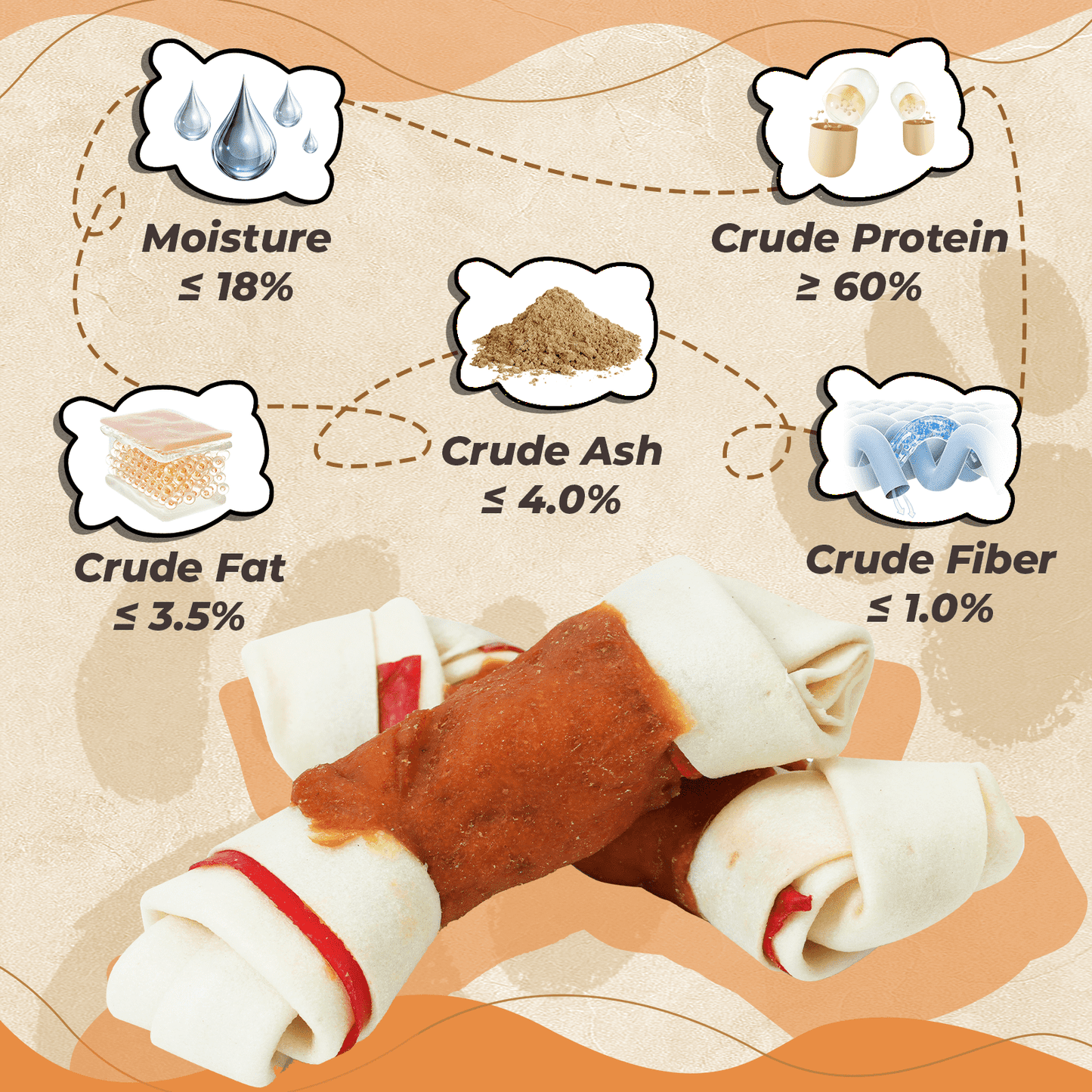PAWUP Dog Treats Rawhide Bones with Chicken, Long-Lasting Chews for Dogs,6.5 Inch Dog Bones Supporting Dental Health and Stress Relief, 9 oz Bag