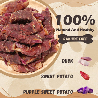 Duck Wrapped Purple & Sweet Potato Dog Treats, High-Fiber Chews for Dogs, 10.6 oz - Pawup