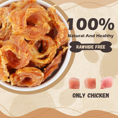 Chicken Jerky Rings Dog Treats, High Protein Chewy Snacks for Small Medium Large Dogs, Taurine Added, 10.6oz - Pawup