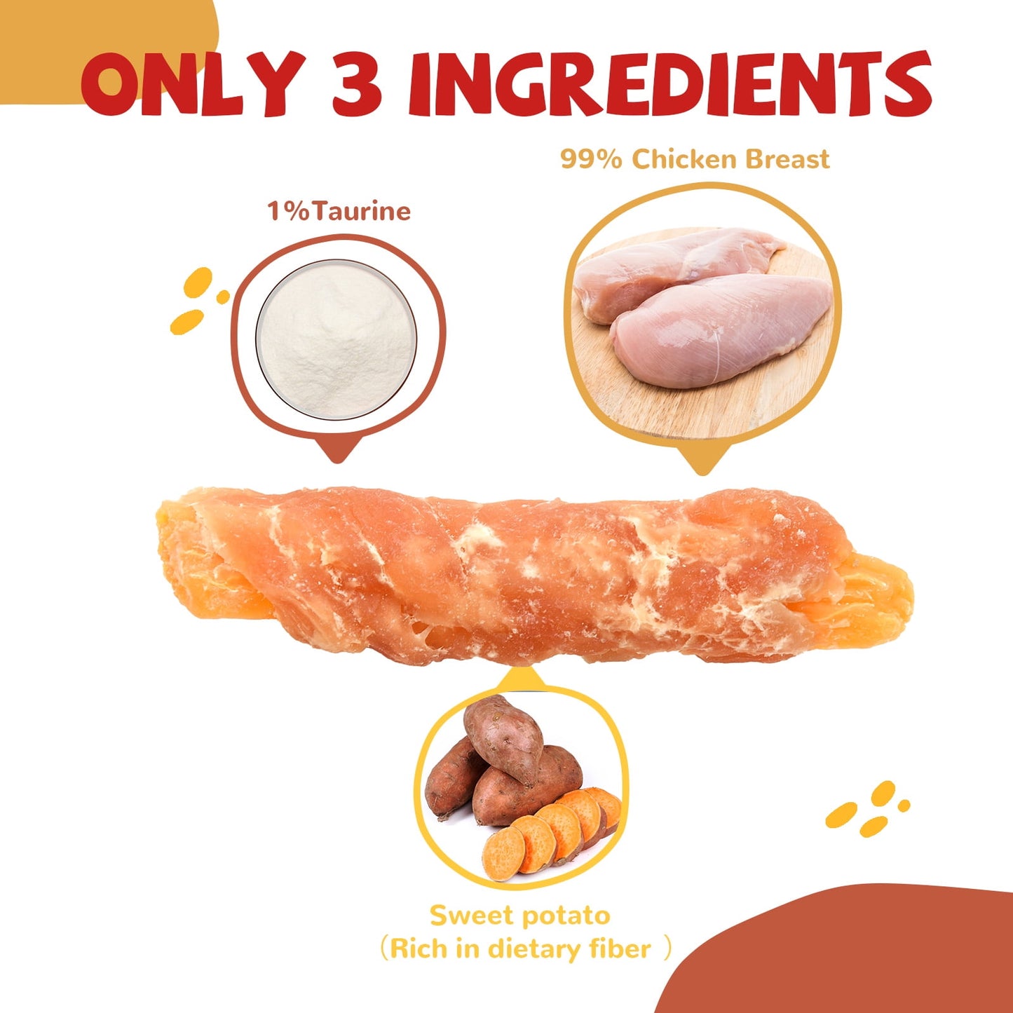 PAWUP Chicken Wrapped Sweet Potato Dog Treats, Low Fat, Natural Sweet Potato Chews for Dogs, 10.4oz