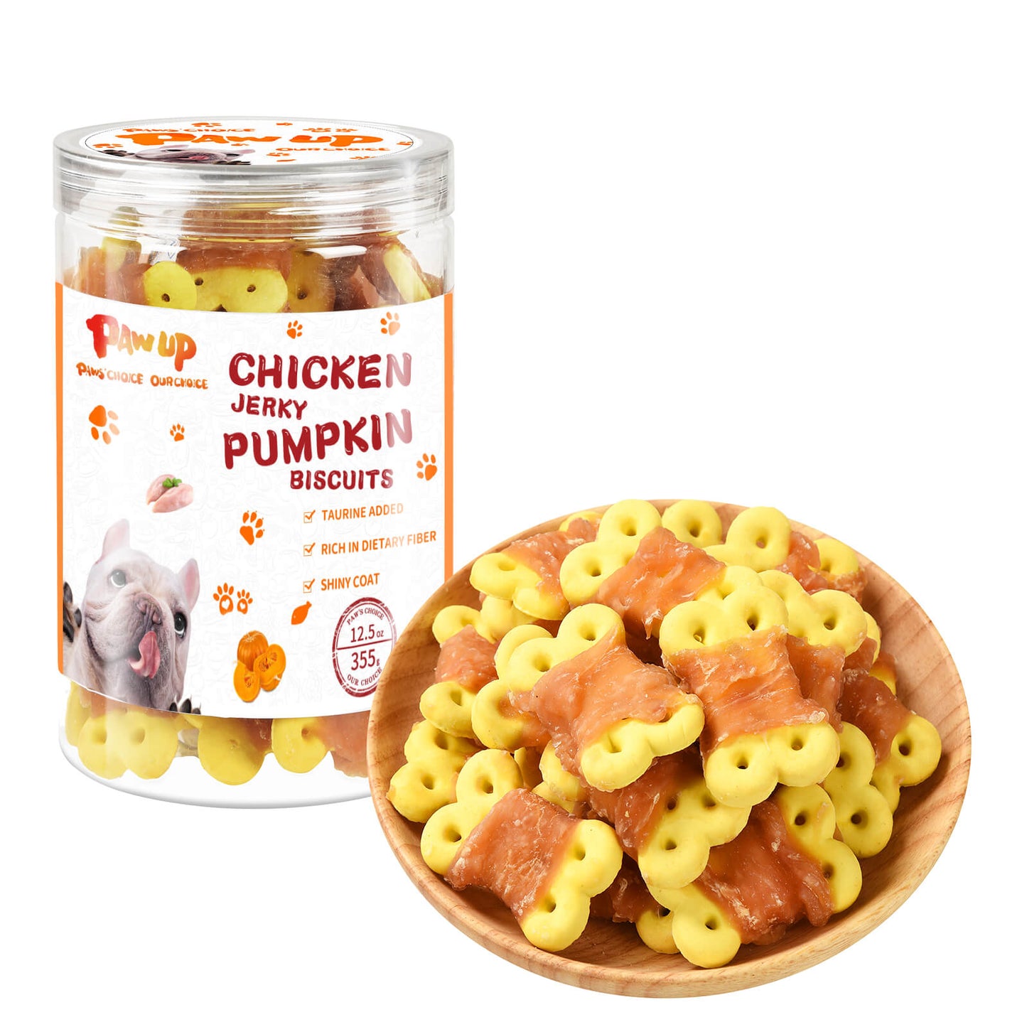 PAWUP Dog Treats Chicken Wrapped Pumpkin Biscuits, 12.5 oz