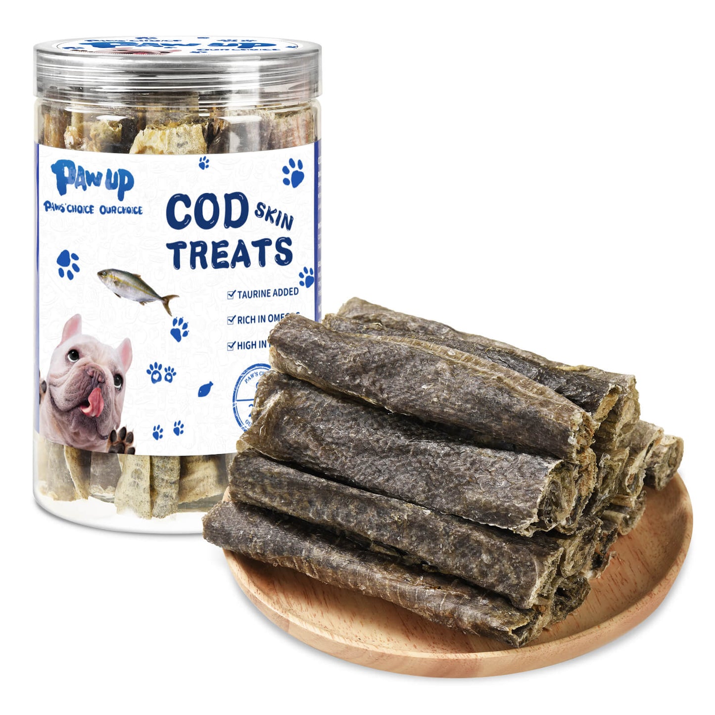 PAWUP Cod Skins Dog Treat, Chew Fish Skins Rolls, 8 oz