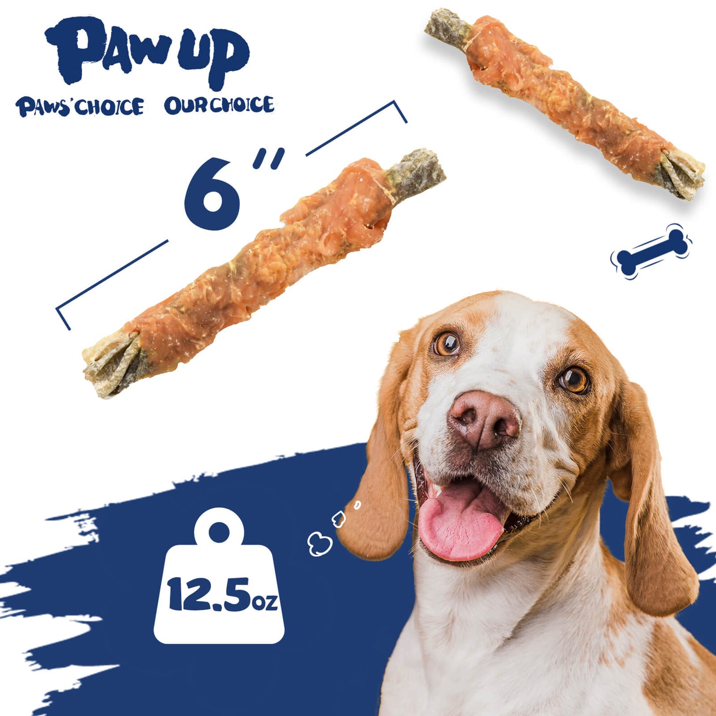 PAWUP Cod Dog Treat, Chicken Wrapped Cod Skin Chew Fish Rolls, 12.5 oz