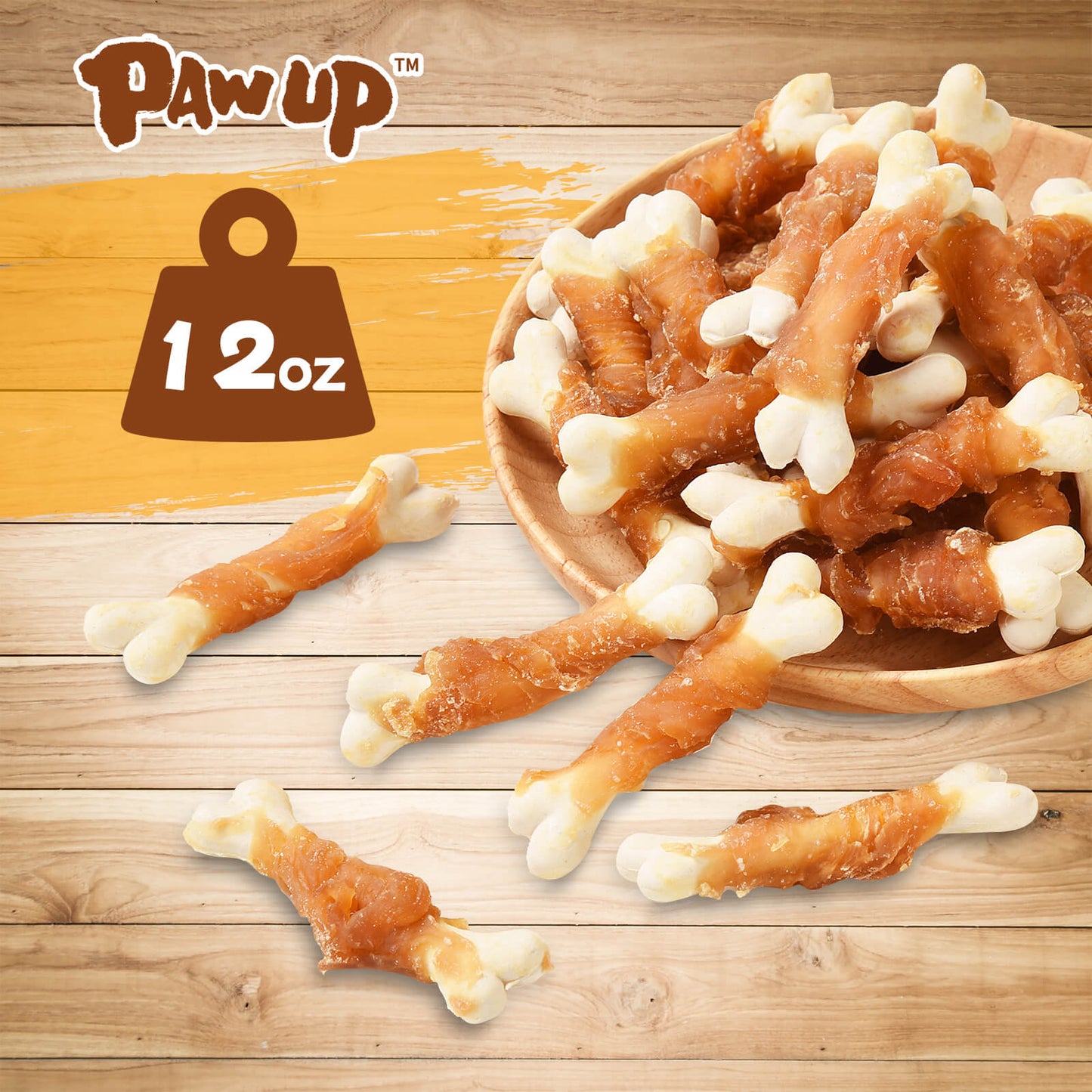 PAWUP Dog Treats Chicken Wrapped Calcium Bone, 12.5 oz