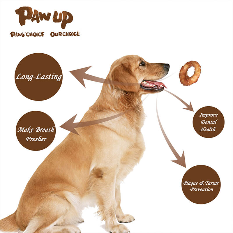 PAWUP Long Lasting Chicken Wrapped Rawhide Donut, 12.5 oz