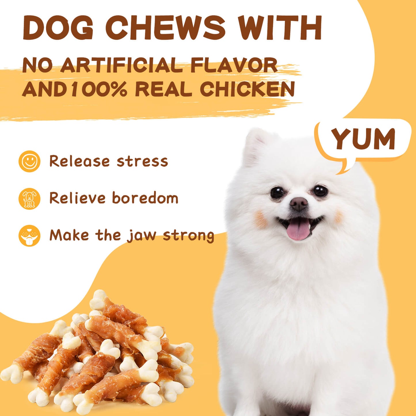 PAWUP Dog Treats Chicken Wrapped Calcium Bone, 12.5 oz
