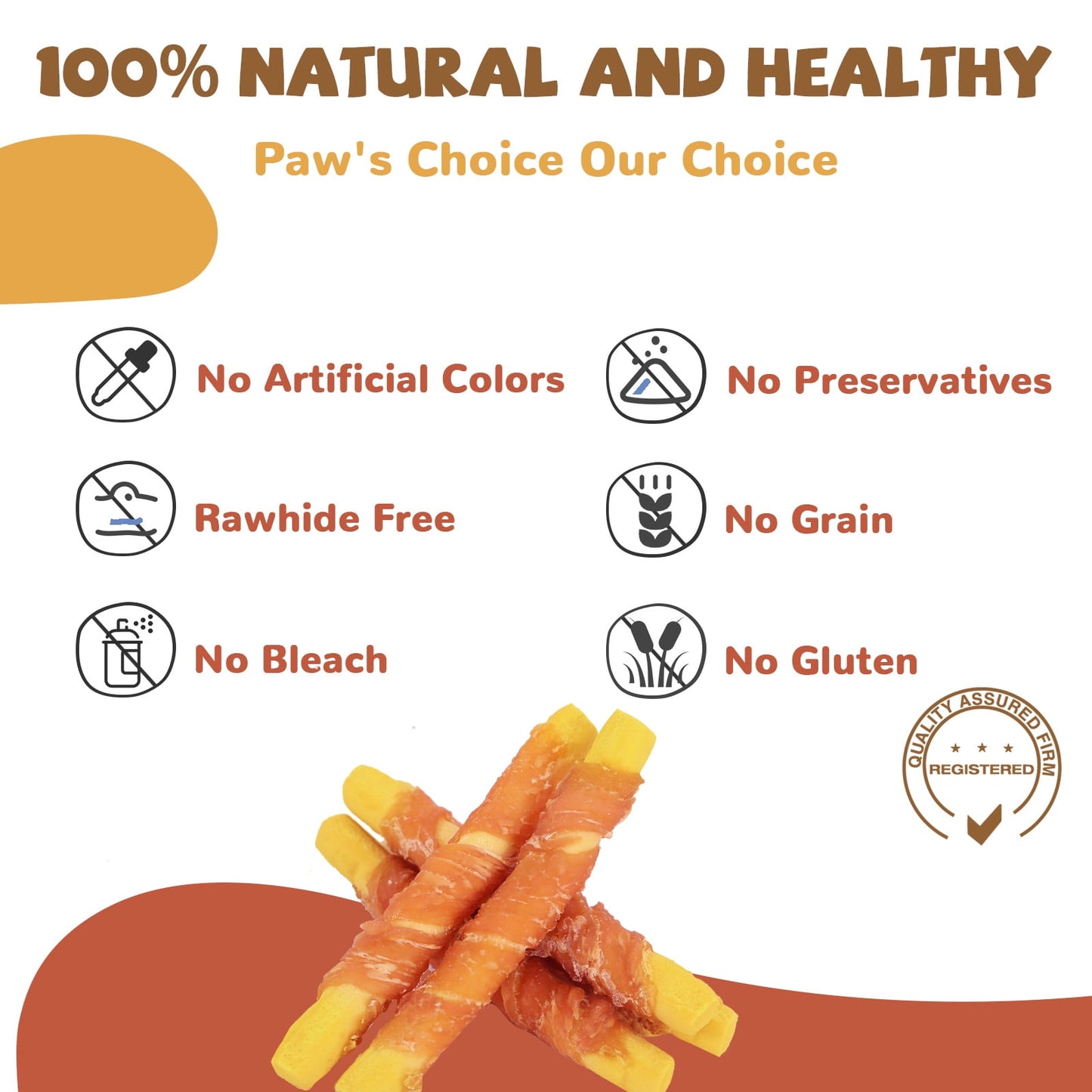 PAWUP Dog Treats Chicken Wrapped Pumpkin Sticks, Taurine Added, Rawhide FREE, Training Rewards Chew Snack for Dogs, 10.4oz