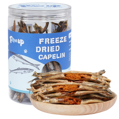 PAWUP Freeze Dried Capelin Dogs Treats – Raw Single Ingredient Dog Fish Snacks, Rich in Omega-3 for Skin & Coat Health, Grain Free, 3.5oz