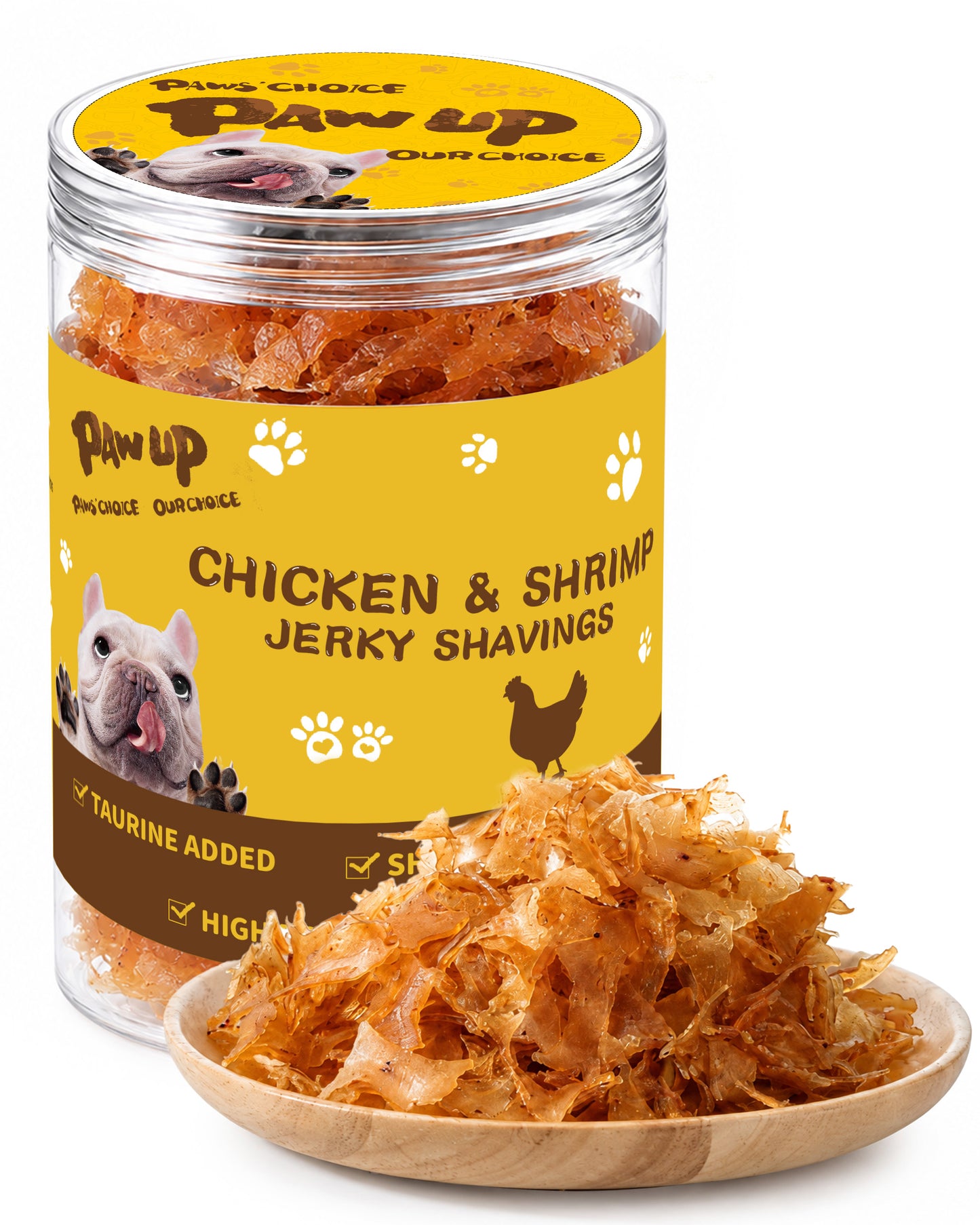 PAWUP Soft Dog Treats, Chicken & Shrimp Jerky Shavings, Easy to Chew Dog Food Topper & Meal Mixer for Small & Senior Dogs, Grain Free, Taurine Added, 6.6 oz