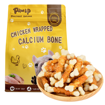 PAWUP Chicken Wrapped Calcium Bone, Rawhide Free Dog Chews, Training Treats for Dogs, 10.4oz